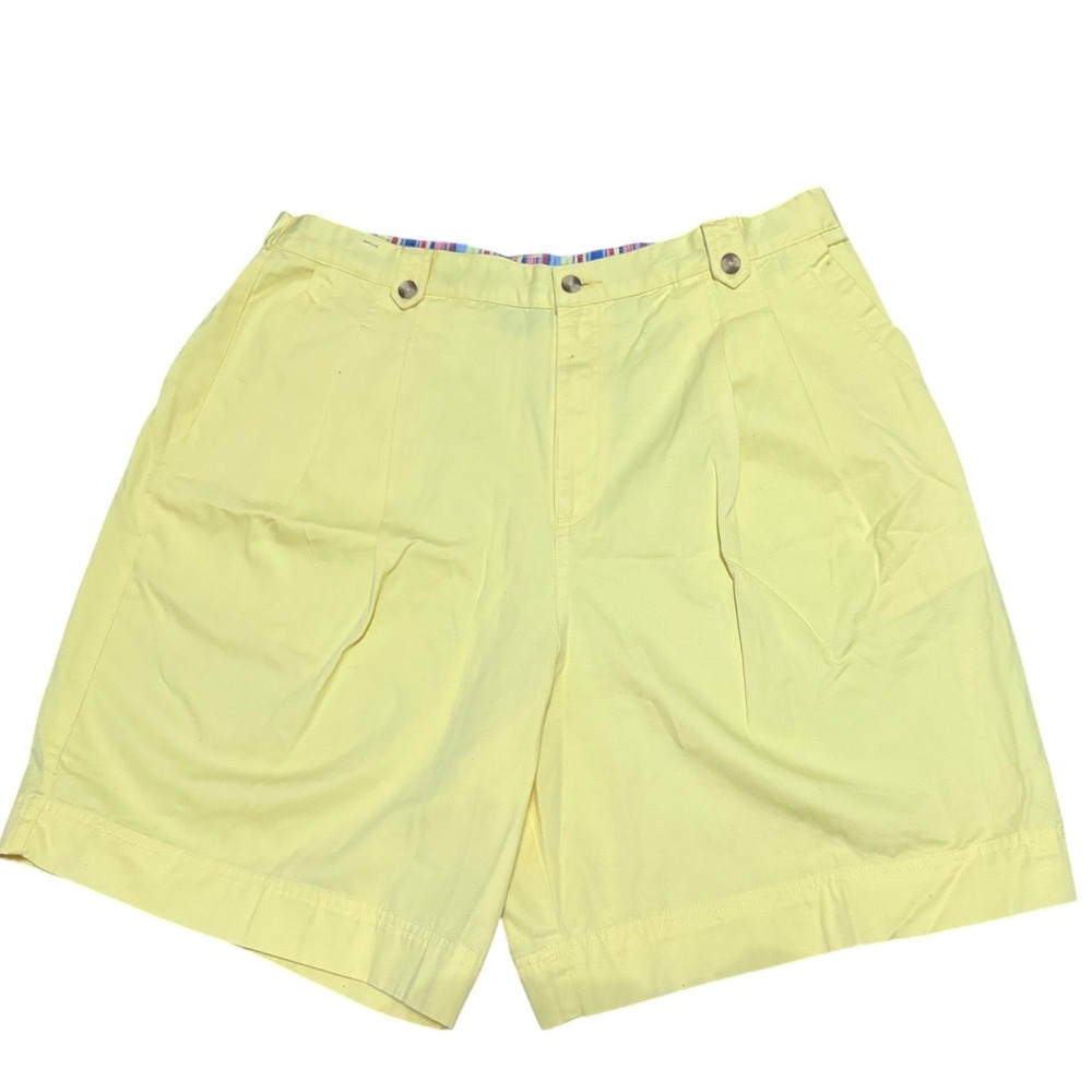 Mountain Lake II Womens Yellow Pleated Cotton Chino Shorts Size 20‎ High Rise